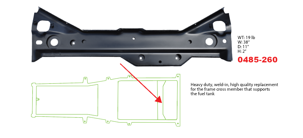 Gas Tank Support Frame Crossmember 97-06 Jeep Wrangler TJ