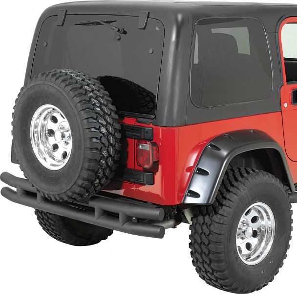 QR3 Dual-Tube Rear Bumper for 87-06 Jeep Wrangler YJ, TJ & Unlimited Textured Black W/O Hitch