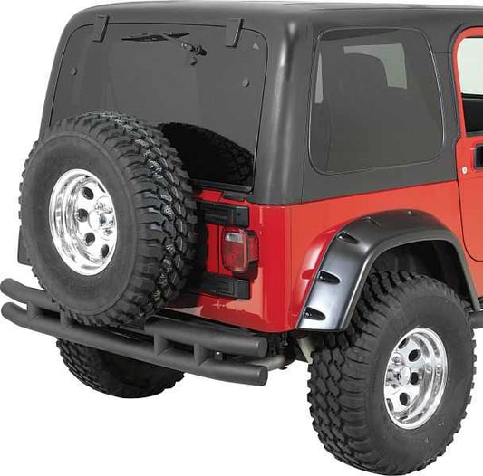 QR3 Dual-Tube Rear Bumper for 87-06 Jeep Wrangler YJ, TJ & Unlimited Textured Black W/O Hitch