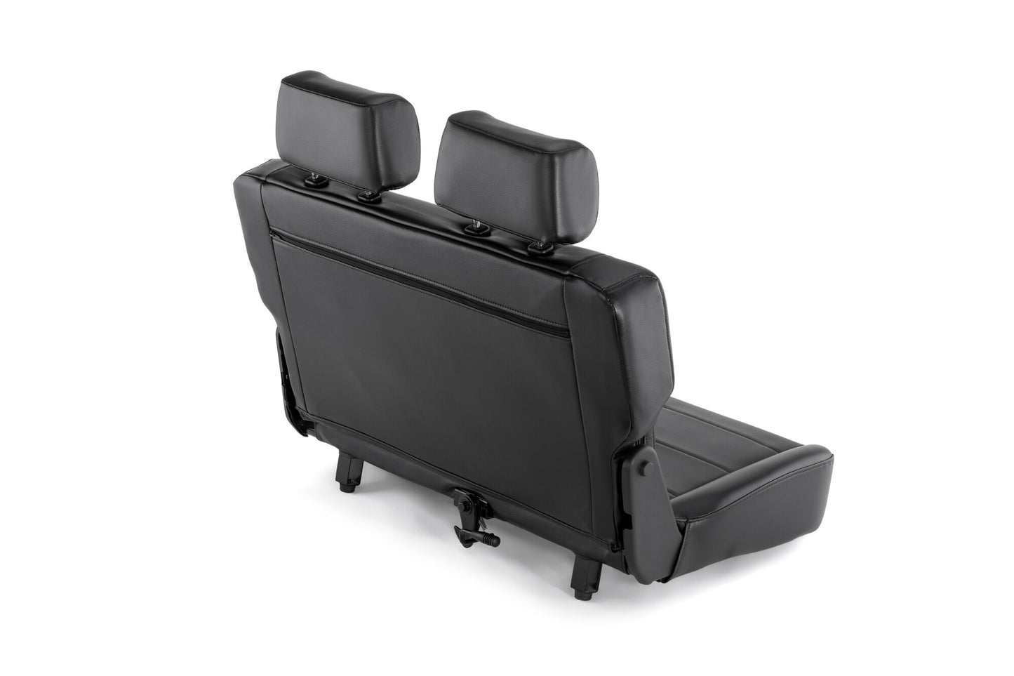 Quadratec Heritage Fold & Tumble Rear Bench Seat in Black for 55-95 Jeep CJ & Wrangler YJ