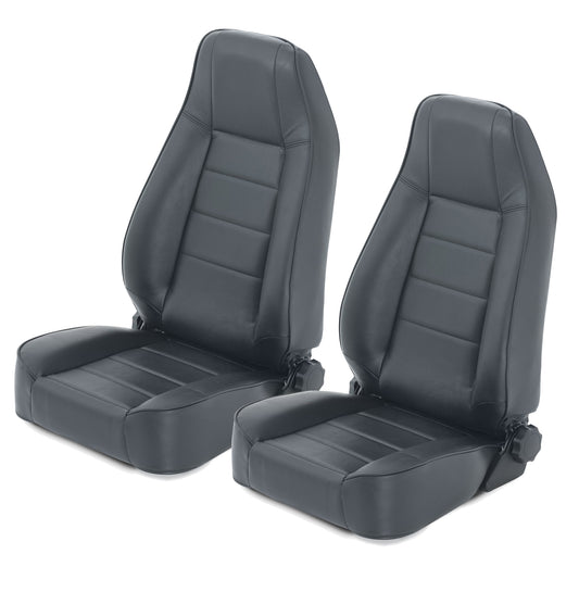 Smittybilt 45001 Factory Style Reclining Seat Pair Black Vinyl for 76-06 Jeep CJ, Wrangler YJ, TJ & TJ Unlimited