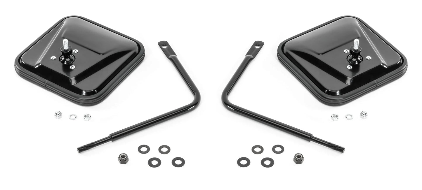 Adventure Mirrors with Square Head Pair for 76-24 Jeep Wrangler JL, JK, TJ, YJ, CJ & Gladiator JT