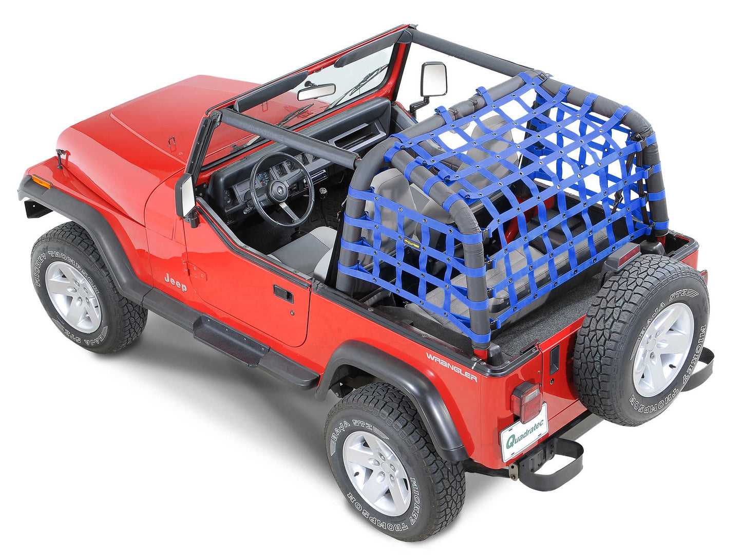 Dirty Dog 4x4 3-Piece Rear Netting Kit (92-95 Jeep Wrangler YJ)  Blue