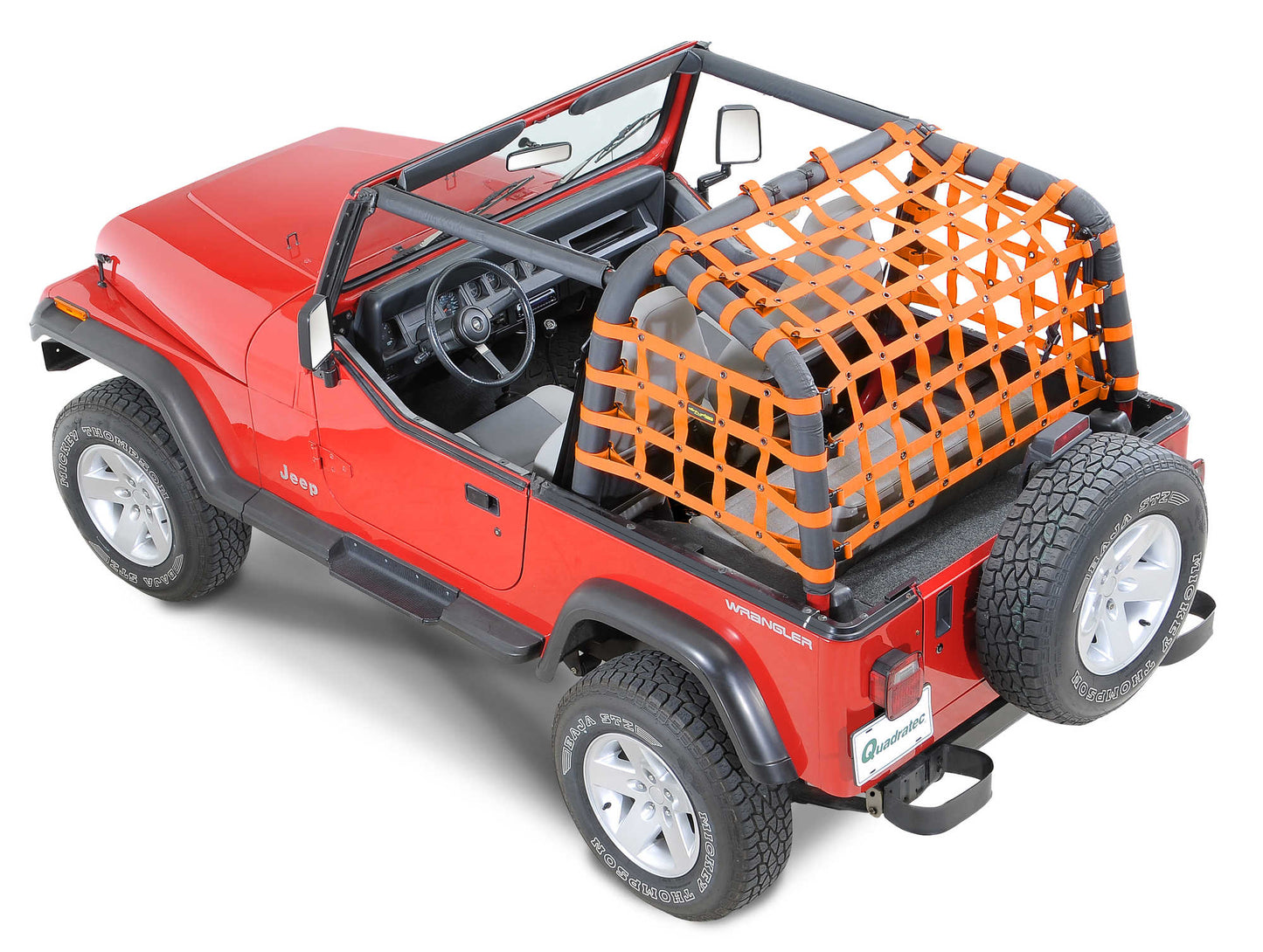 Dirty Dog 4x4 3-Piece Rear Netting Kit (92-95 Jeep Wrangler YJ) Orange