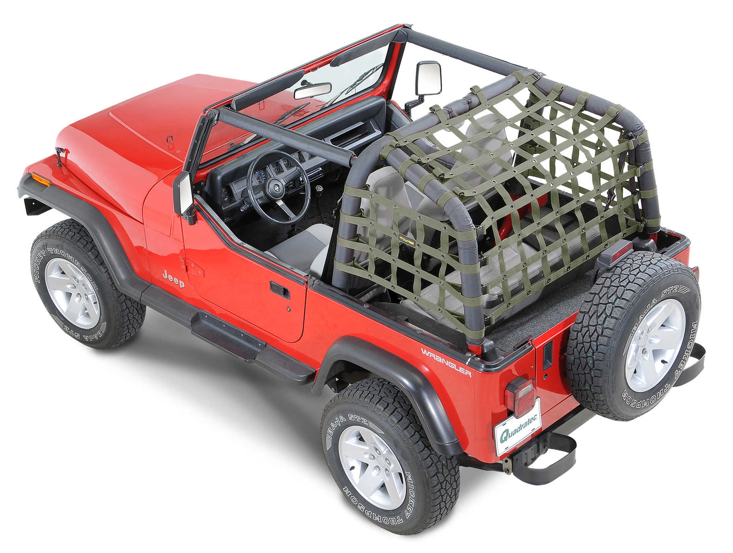 Dirty Dog 4x4 3-Piece Rear Netting Kit (92-95 Jeep Wrangler YJ) Olive