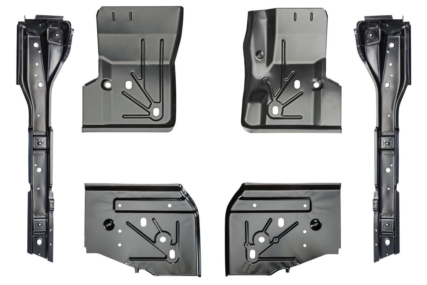6pc Replacement Stamped Steel Floor Section Kit with Full Length Floor Supports 97-06 Jeep Wrangler TJ