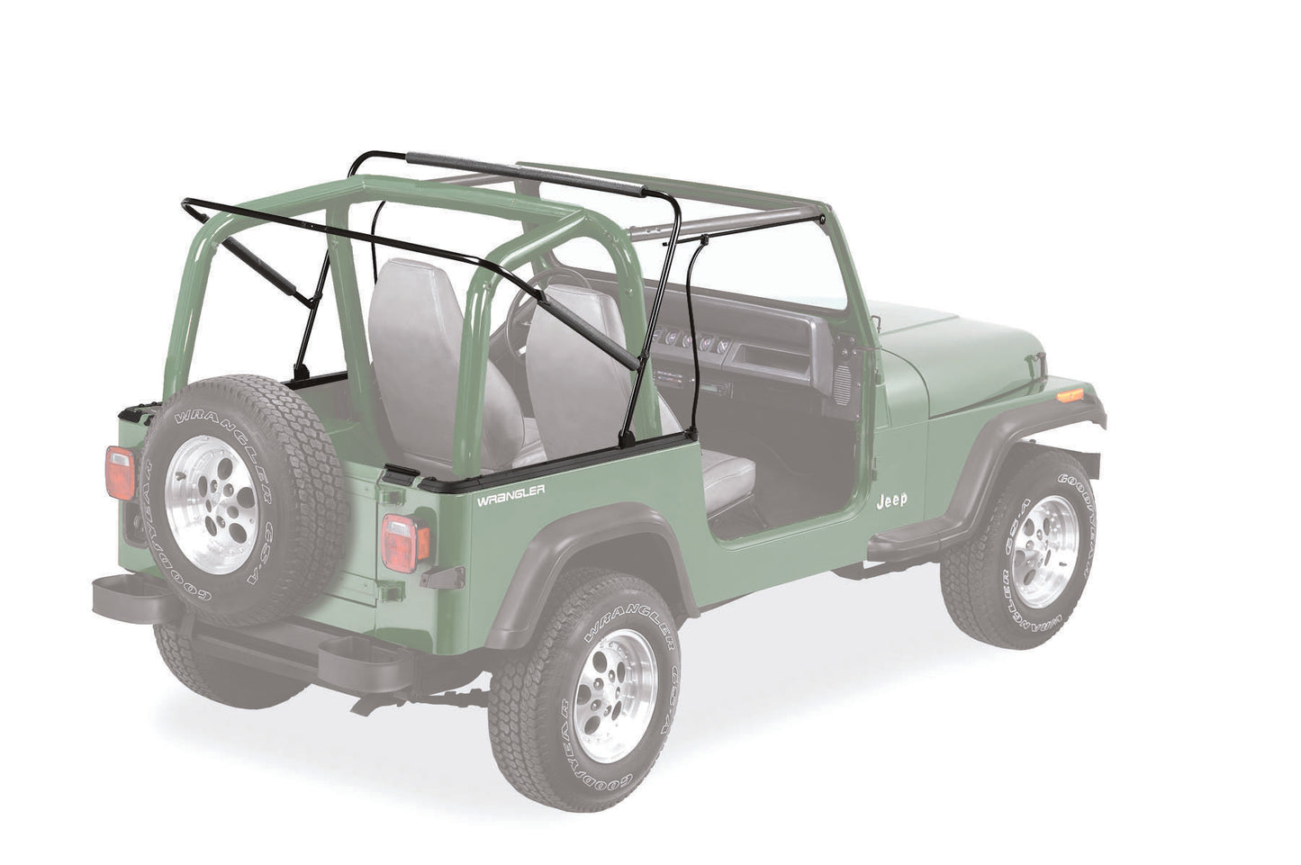 Complete Soft Top Kit with Tinted Windows for 76-95 Jeep CJ7 and YJ equipped with Full Steel Doors
