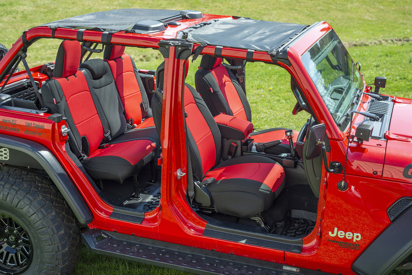 ShadeMaker Freedom Mesh Bimini Top Plus for 18-23 Jeep Wrangler JL Unlimited Black /Red