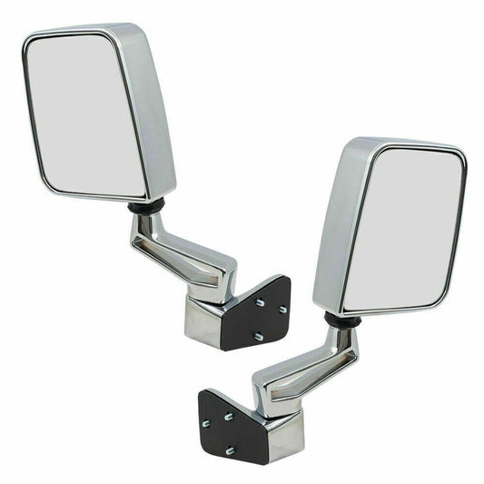 Chrome Side Mirrors for 87-02 Jeep Wrangler YJ & TJ with Factory Half Doors & 94-02 with Full Doors